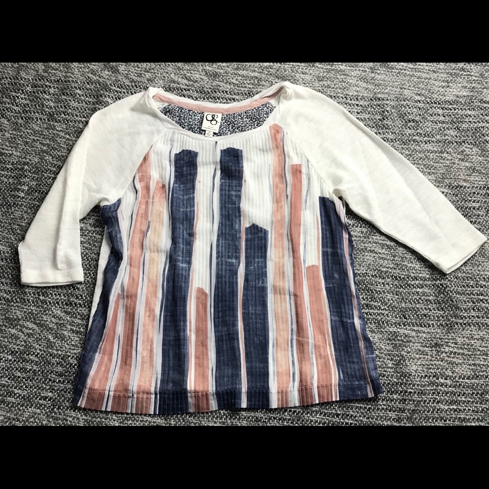 SOLD🌈One September White Striped Blouse